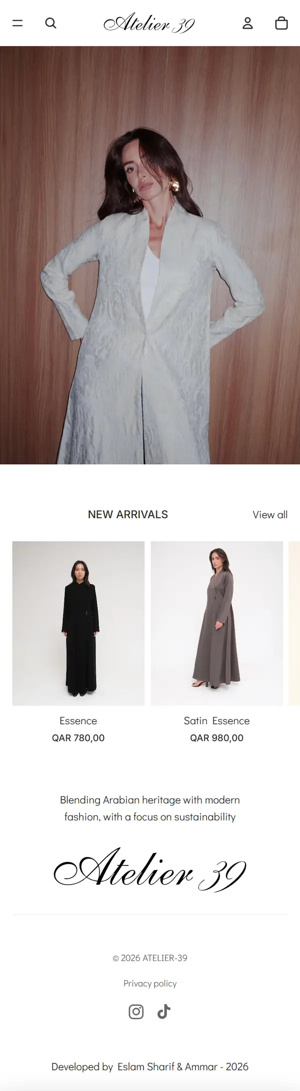 Atelier-39 homepage on a phone